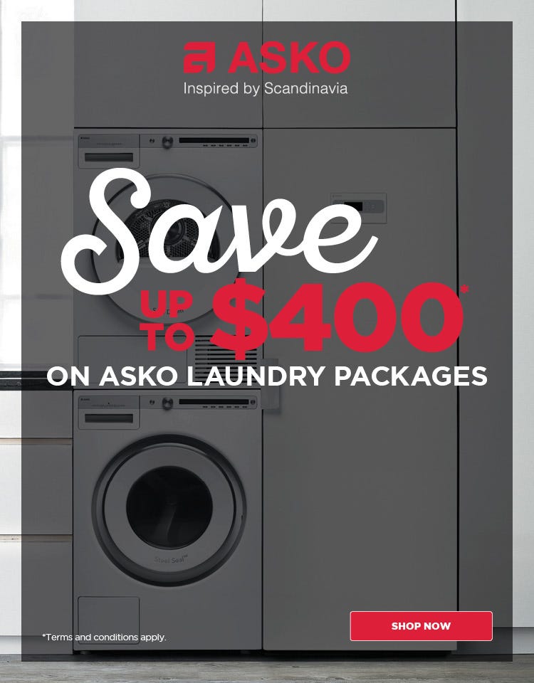 Save up to $400 on ASKO laundry packages including ASKO washing machines, dryers and drying cabinets. While stocks last. Find out more at an e&s near you today.