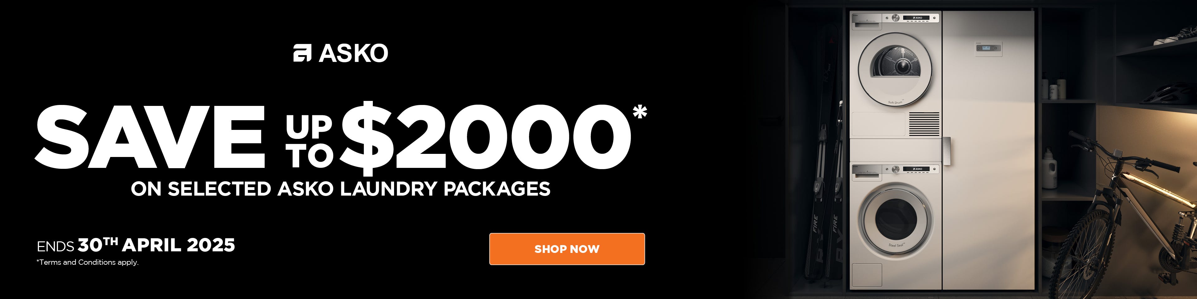 Save up to $2,000* on selected ASKO Laundry Packages. Offer ends 30/04/25. At e&s where we won't be beaten on price.