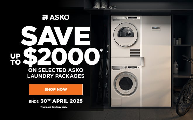 Save up to $2,000* on selected ASKO Laundry Packages. Offer ends 30/04/25. At e&s where we won't be beaten on price.