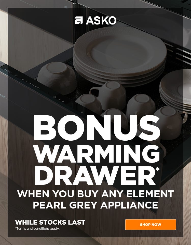 Get a Bonus ASKO Elements Pearl Grey Warming Drawer with Selected Elements Pearl Grey Purchases. While Stocks Last. At e&s where we won't be beaten on price.