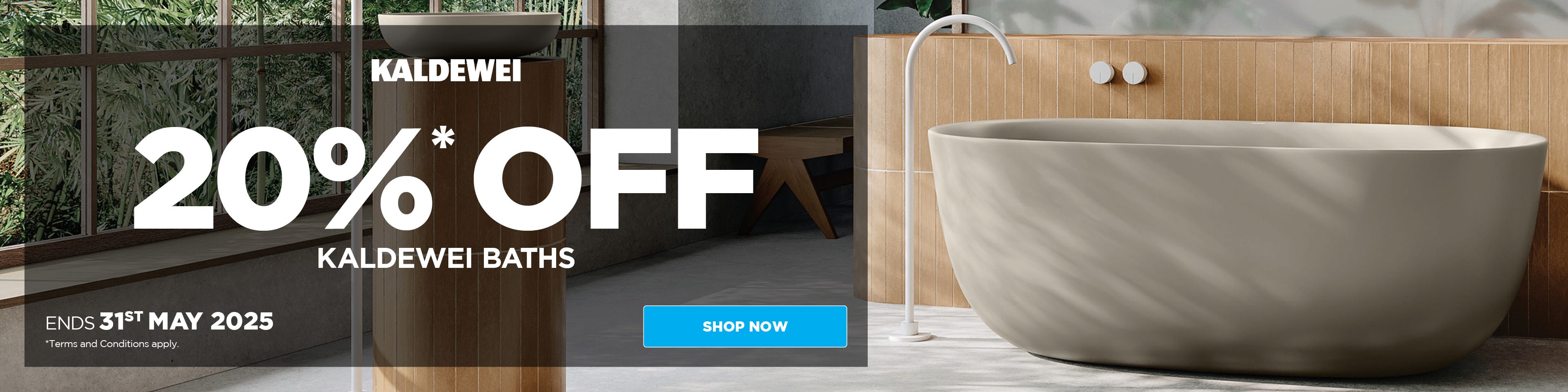 Get 20%* Off Kaldewei Freestanding and Built-In Baths. Offer ends 31/05/25.  At e&s where we won't be beaten on price.