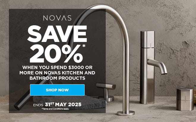 Save 20%* When You Spend $3,000 or More on Novas Kitchen & Bathroom Products. Offer ends 31/05/25. Available in-store at an e&s near you.