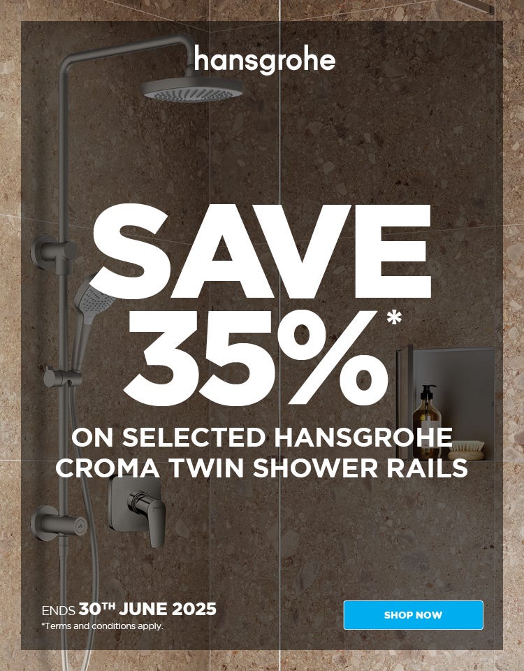Save 35%* on Selected Hansgrohe Croma Twin Showers. Offer ends 30/06/25. At e&s where we won't be beaten on price.