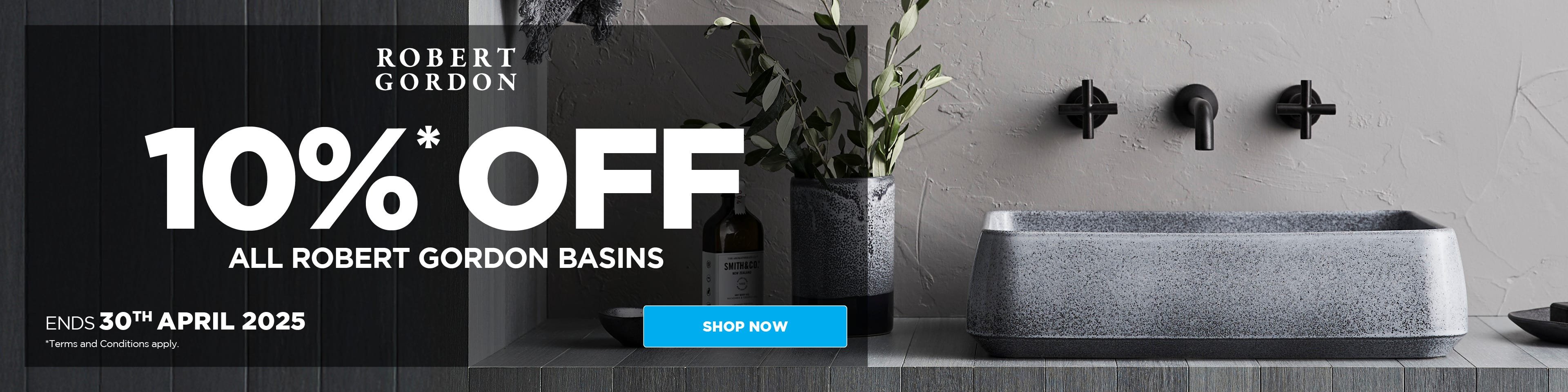 Get 10%* Off All Robert Gordon Basins. Offer ends 30/04/25. At e&s where we won't be beaten on price.