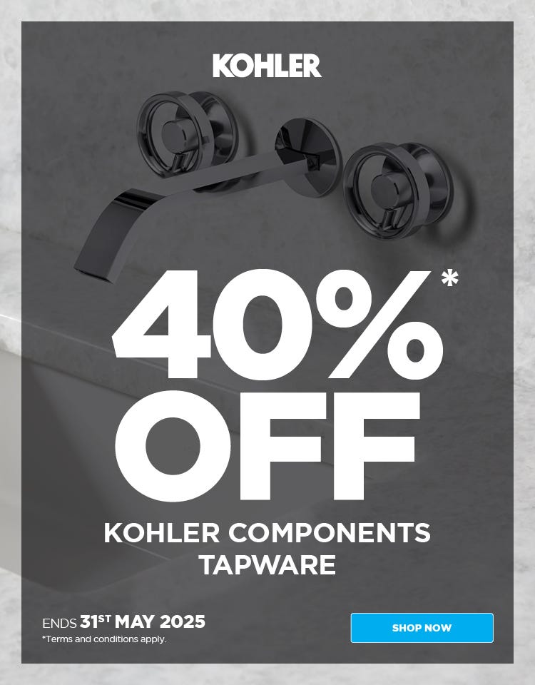 Get 40%* off Kohler Components Bathroom Tapware. Offer ends 31/05/25. At e&s where we won't be beaten on price.