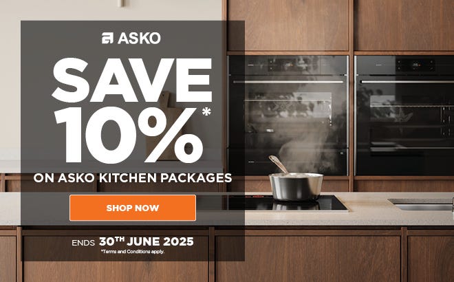 Save 10%* on selected ASKO Kitchen Appliance Packages. Offer ends 30/06/25. At e&s where we won’t be beaten on price.