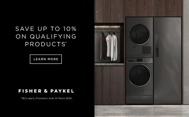 Save up to 10%* when you spend & save selected on Fisher & Paykel kitchen & laundry appliance packages. Offer ends 31/03/25. At an e&s near you today.
