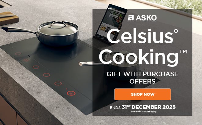 Get bonus cookware with selected ASKO Celsius induction cooktops. Offer ends 31/12/25. At e&s where we won't be beaten on price.