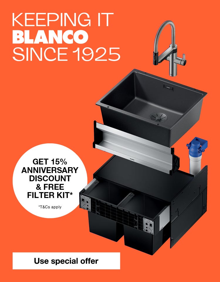 Save 15%* on Blanco Sink & Tap Packages. Offer ends 30/06/25. At e&s where we won't be beaten on price.