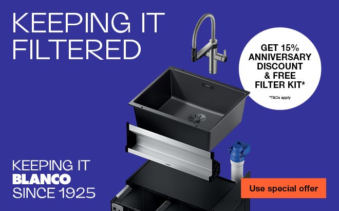 Save 15%* on Blanco Sink & Tap Packages. Offer ends 30/06/25. At e&s where we won't be beaten on price.