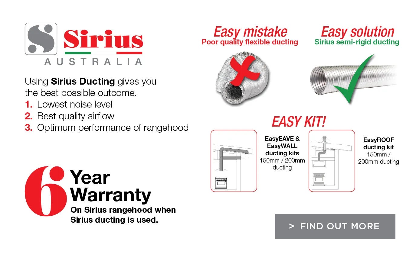 Upgrade your Sirius Rangehood Warranty with Sirius Ducting at e&s