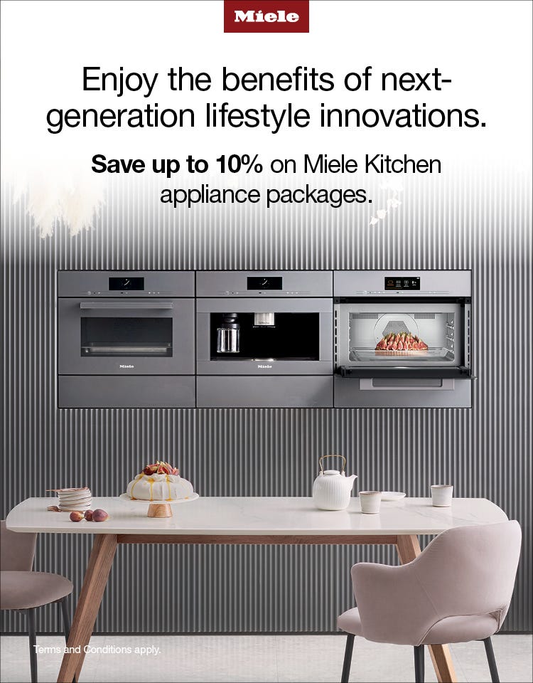 Save up to 10% on Miele Kitchen appliance packages with e&s. Conditions apply.