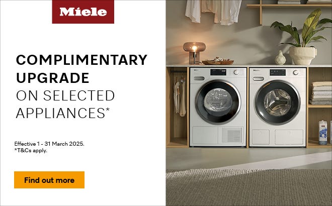 Enjoy a Bonus Miele Upgrade with selected Washers & Heat Pump Dryers. Limited time only - Offer ends 31/03/25. At e&s where we won't be beaten on price.