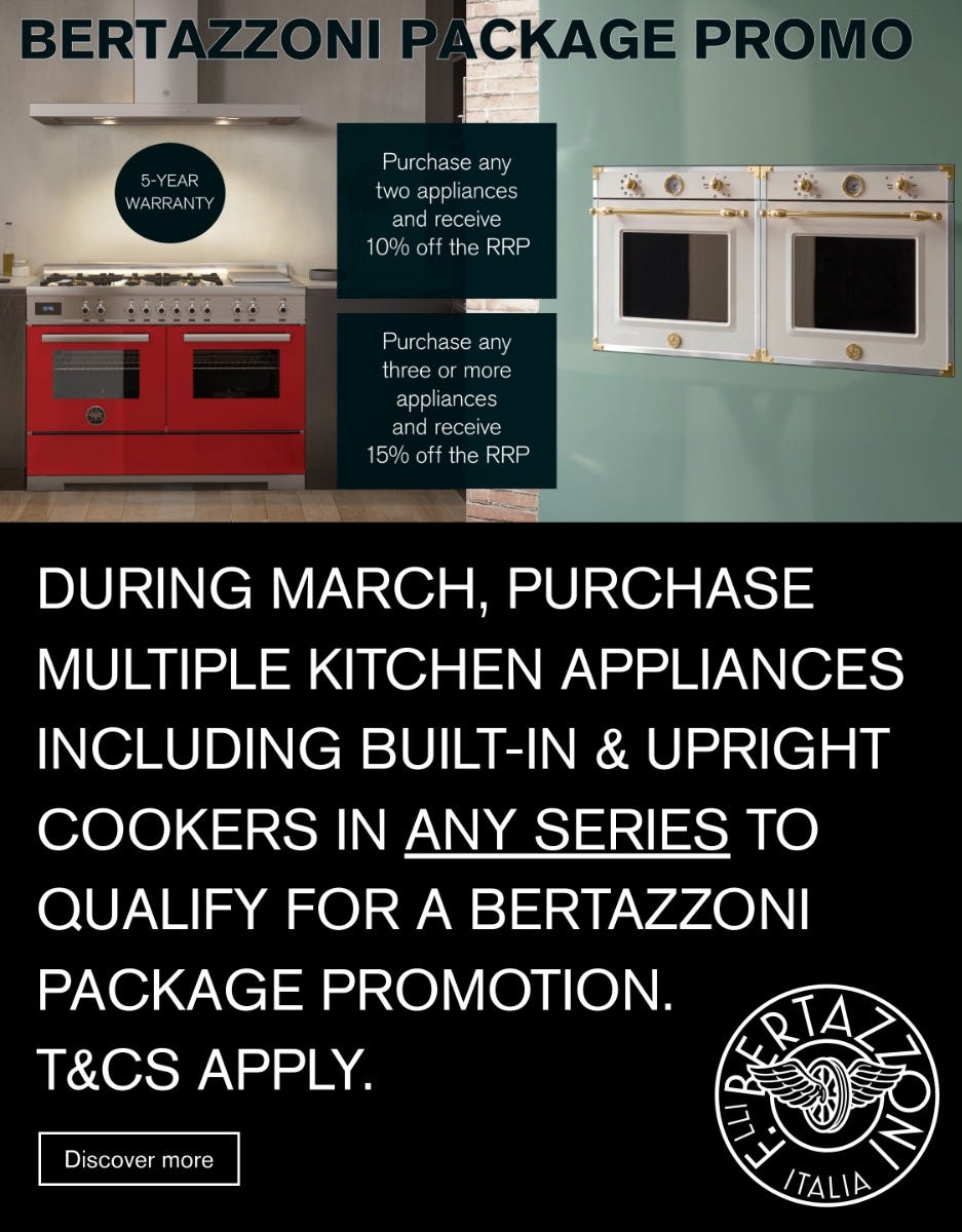Save Up To 15%* on Selected Bertazzoni Kitchen Appliance Packages. Offer ends 30/03/25. At e&s where we won't be beaten on price.