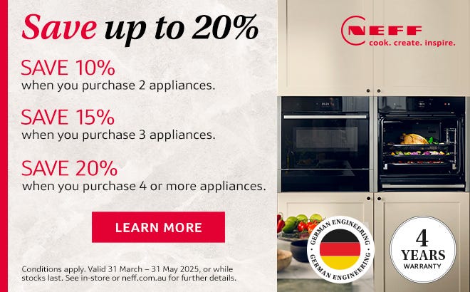 Save up to 20%* on Selected NEFF Kitchen Appliance Packages. Offer ends 31/05/25. At e&s where we won't be beaten on price.