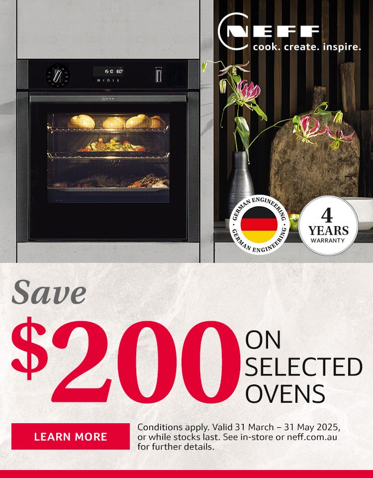 Save $200* on Selected NEFF Graphite Grey Ovens. Offer ends 31/05/25. At e&s where we won't be beaten on price.