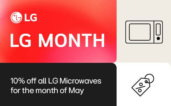 LG Month at e&s. Get Free Delivery all LG Microwaves. Offer ends 31/05/24. At e&s where we won't be beaten on price.