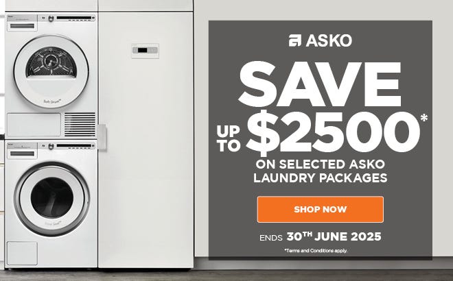 Save up to $2,500* on selected ASKO Laundry Packages. Offer ends 30/06/25. At e&s where we won't be beaten on price.
