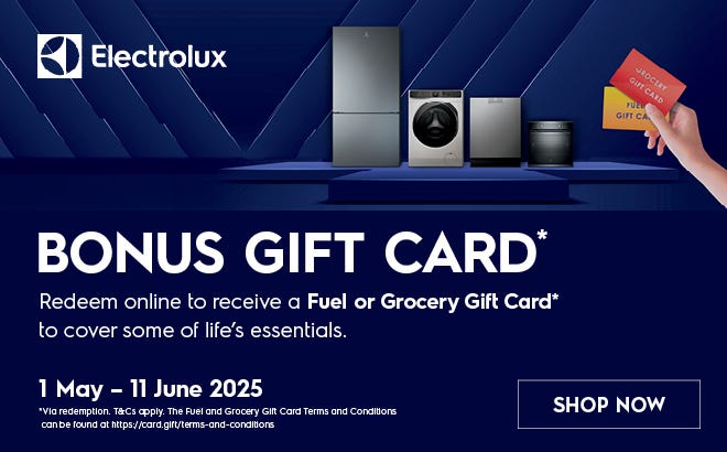 Get a Bonus Fuel or Grocery Gift Card* With Selected Electrolux Ovens, Refrigeration, Cookers & Cooktops. Offer ends 11/06/25. At an e&s near you today.