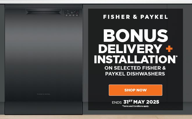 Get Free Delivery + Bonus Installation on selected Fisher & Paykel Freestanding Dishwashers. Offer ends 31/05/25. At e&s where we won't be beaten on price.