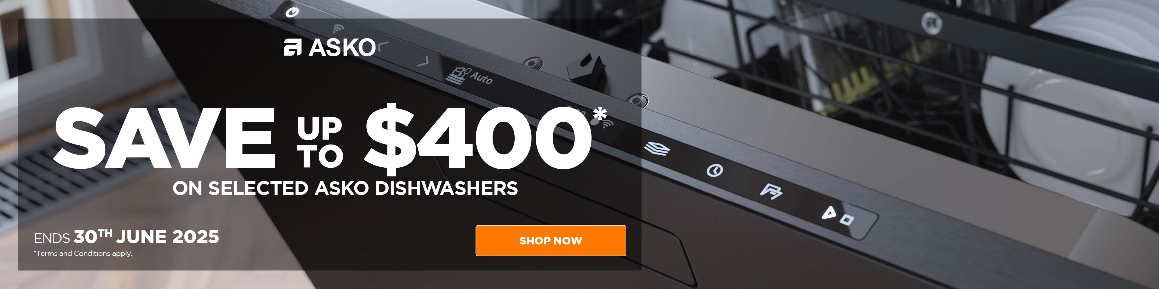 Save up to $400* on selected ASKO Dishwashers. Offer ends 30/06/25. At e&s where we won't be beaten on price.