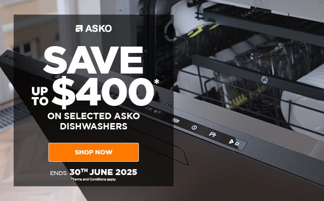Save up to $400* on selected ASKO Dishwashers. Offer ends 30/06/25. At e&s where we won't be beaten on price.