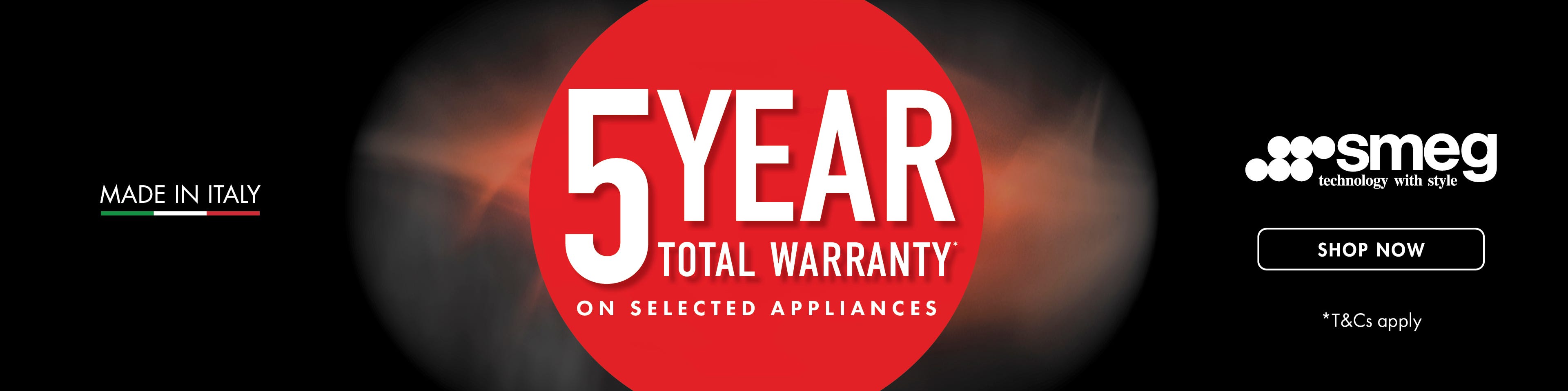 Smeg 5 Year Total Warranty* on selected Smeg Kitchen Appliances. Offer ends 01/06/25. At e&s where we won't be beaten on price.