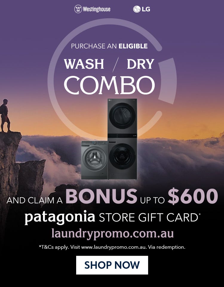 Get a Bonus Patagonia Digital Gift Card Up To $600* with selected Washer-Dryer Combos. Offer ends 04/06/25. At e&s where we won't be beaten on price.