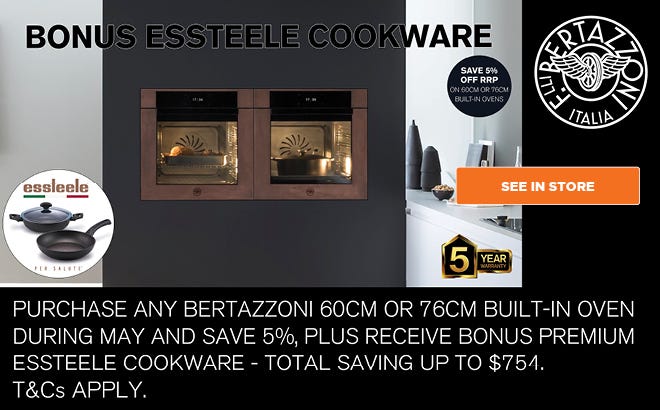 Save 5%* on Selected Bertazzoni Built-In-Ovens Plus Get Bonus Essteele Cookware. Offer ends 01/06/25. At e&s where we won't be beaten on price.