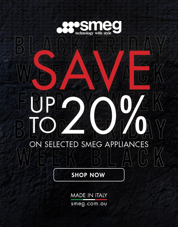 Smeg Black Friday sale - Save up to 20%* on selected Smeg appliances. Hurry - Offer ends 30/11/23. At an e&s near you.