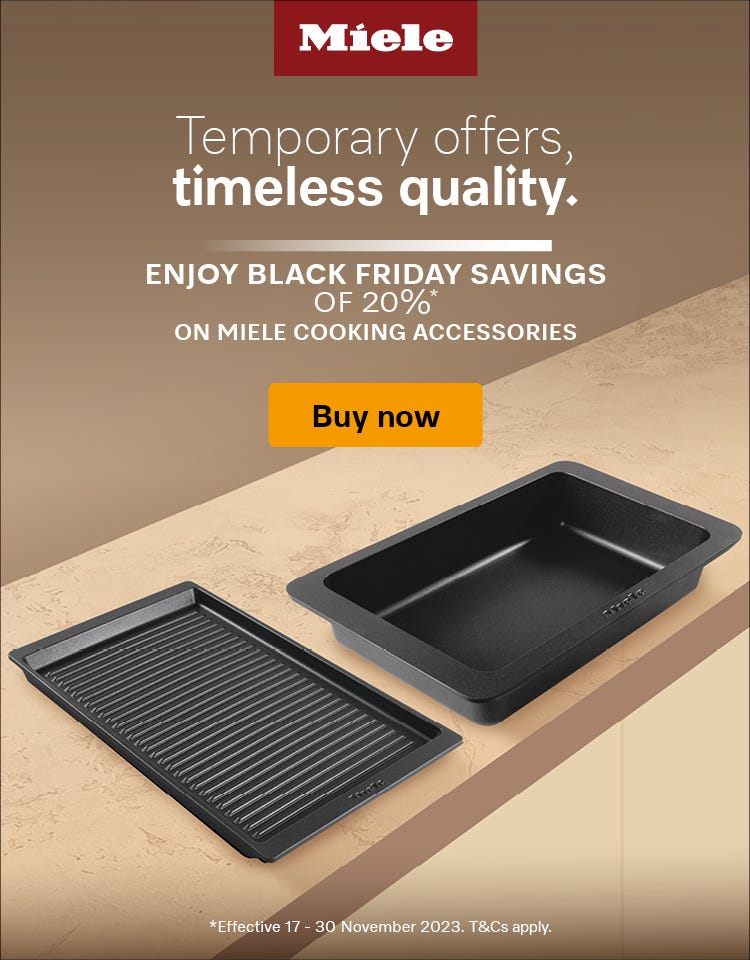Miele Black Friday Savings - 20%* Off Selected Miele Cooking Accessories. Offer ends 30/11/23. At an e&s near you.