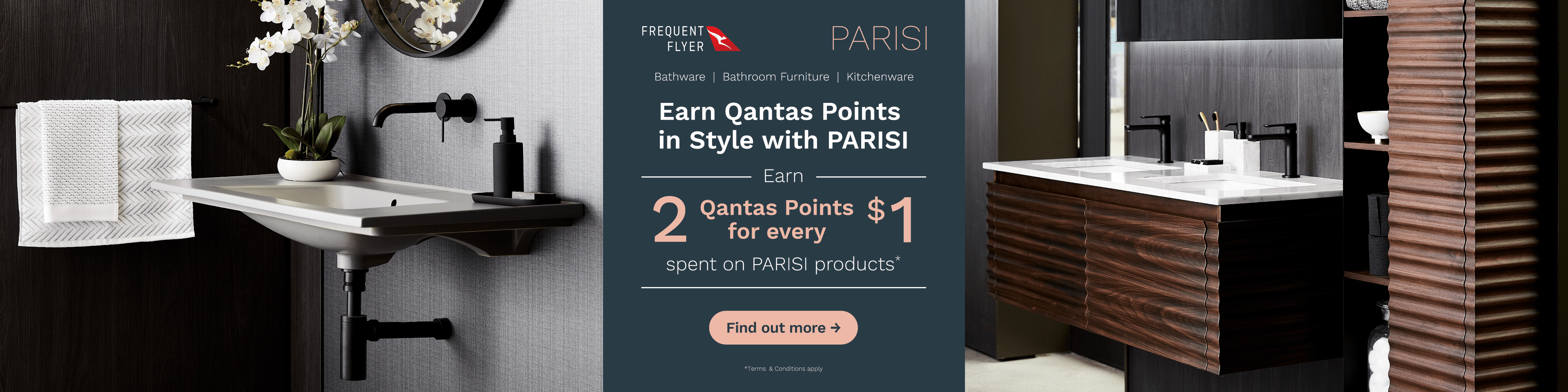 Earn 2 Qantas Points for every $1 spent on PARISI products at e&s. T&Cs apply. Offer ends 31/12/23. At an e&s near you.